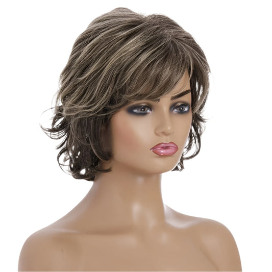 Silk Fibre Short Curly Wig In Gold Colour For Versatile Hairstyle Changes