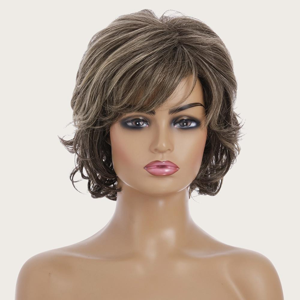 Silk Fibre Short Curly Wig In Gold Colour For Versatile Hairstyle Changes