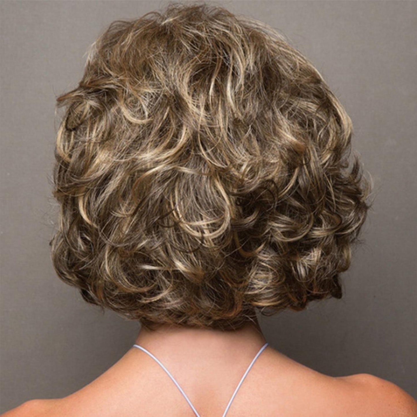 Silk Fibre Short Curly Wig In Gold Colour For Versatile Hairstyle Changes