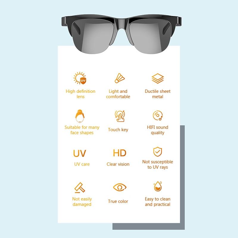 Bluetooth 5.3 Smart Sunglasses With Wireless Headset And Anti Glare Protection