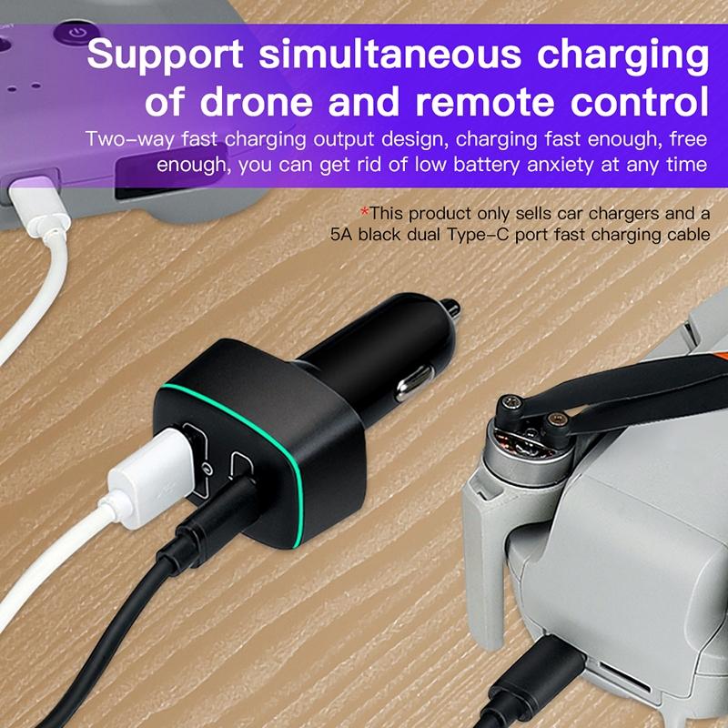 100W 2 In Car Charger For Dji Mavic 3 Mini