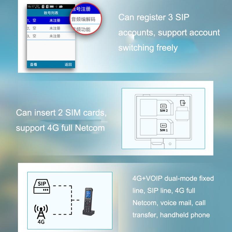 Wireless Handheld Voip Phone With Wifi And 4G Charging Base For Home Use