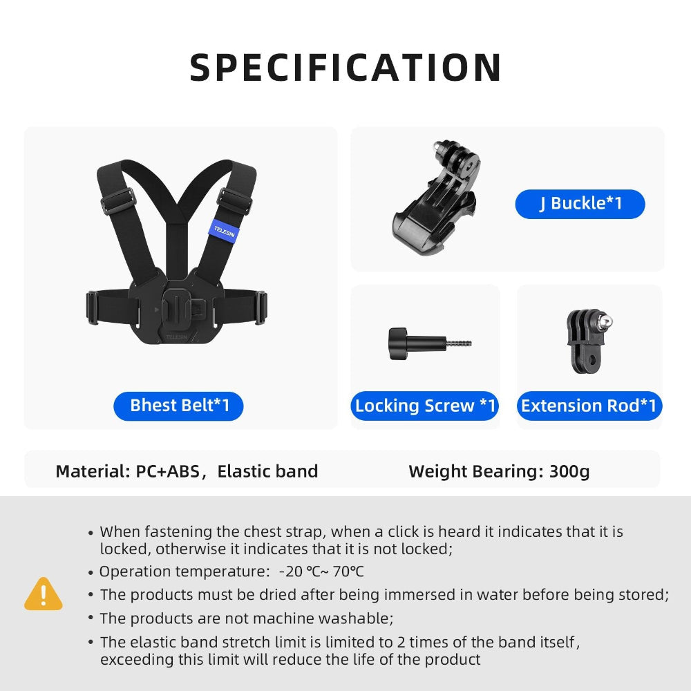Action Camera Chest Strap Mount Belt For Enhanced Stability And Comfort