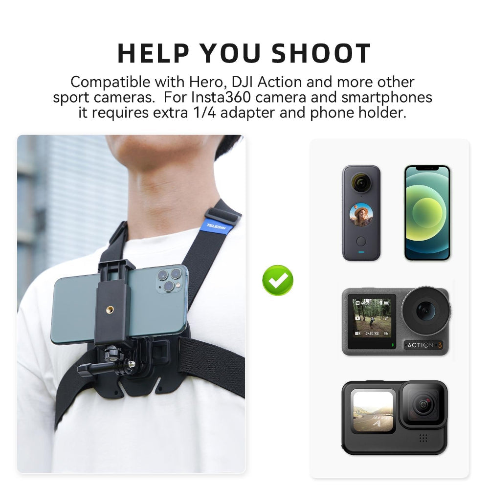 Action Camera Chest Strap Mount Belt For Enhanced Stability And Comfort