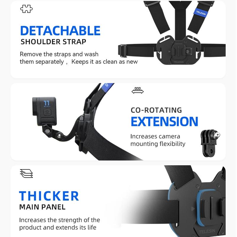 Action Camera Chest Strap Mount Belt For Enhanced Stability And Comfort