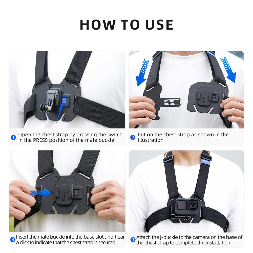 Action Camera Chest Strap Mount Belt For Enhanced Stability And Comfort