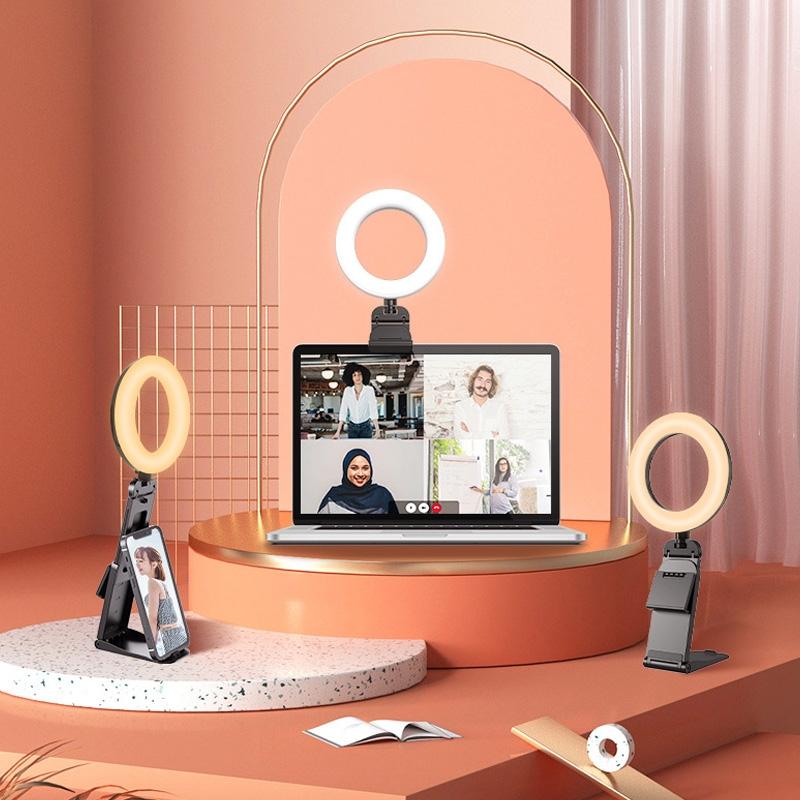 Desktop Ring Fill Light With Multi Function Bracket And Adjustable Brightness