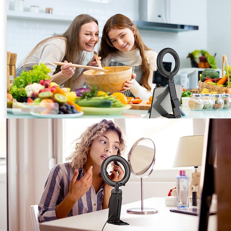 Desktop Ring Fill Light With Multi Function Bracket And Adjustable Brightness