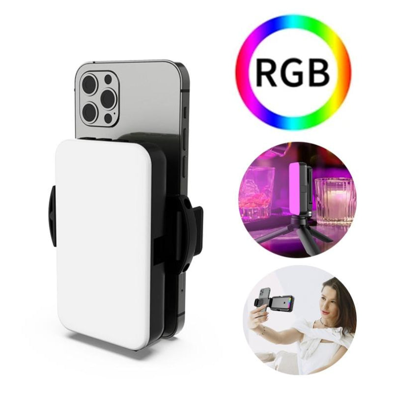 Foldable Rgb Fill Light With Phone Clip And Cold Shoe Interface