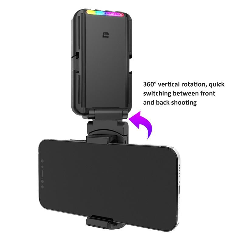 Foldable Rgb Fill Light With Phone Clip And Cold Shoe Interface