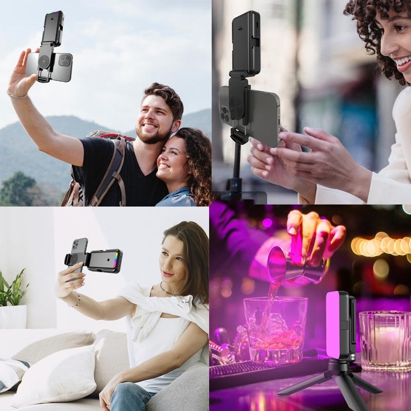 Foldable Rgb Fill Light With Phone Clip And Cold Shoe Interface