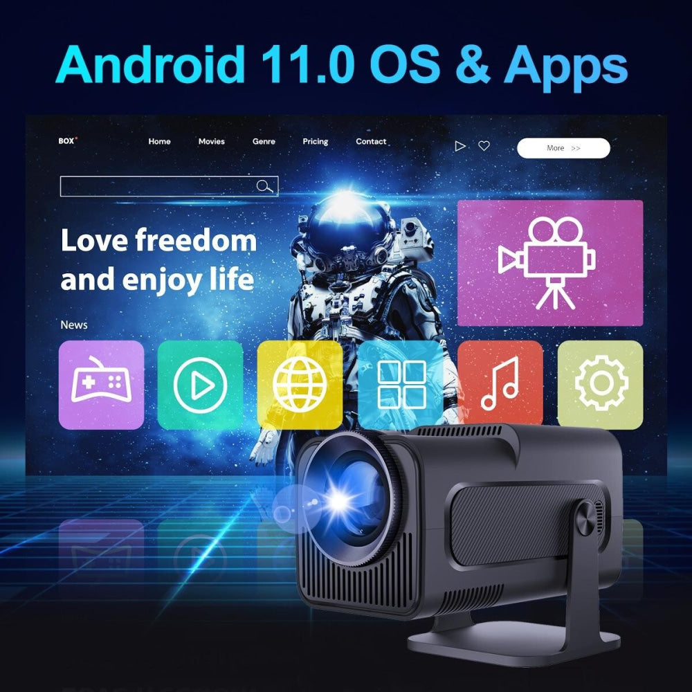 1080P 390 Lumens 4K Android 11 Projector With Wifi 6 Bluetooth 5.0 Miracast Airplay Dlna Hy320