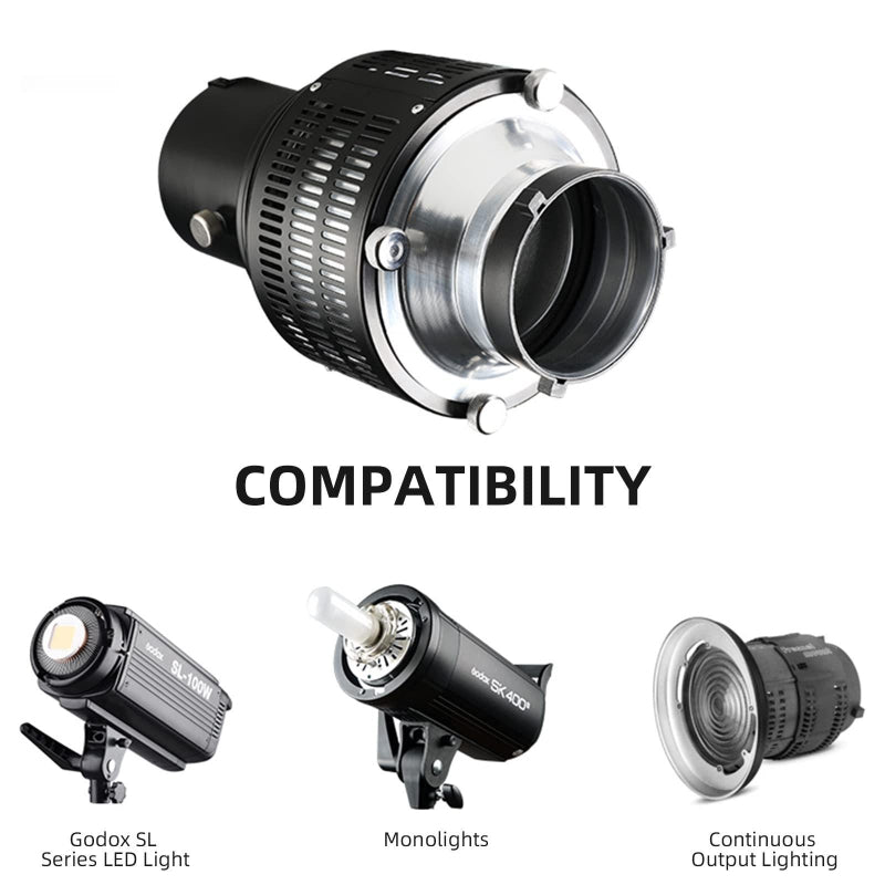 Optical Snoot For Bowens Mount Flash Studio Accessory With Light Focusing Features