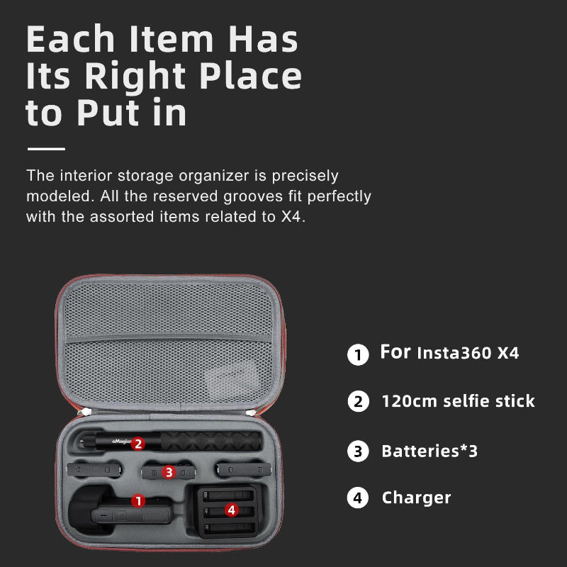 Amagisn Storage Bag For Insta360 X4 Protective Clutch Case