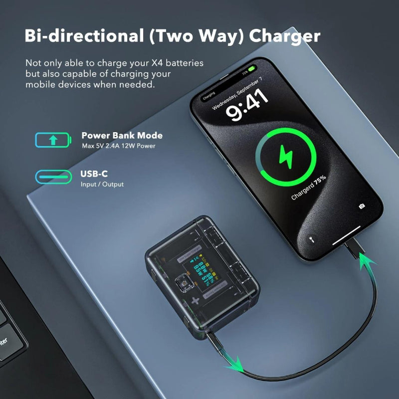 Smart Dual Charging Box For Insta360 X4 Camera With Two Way Capability