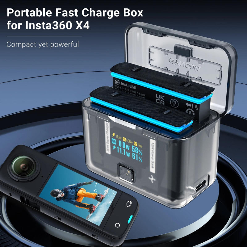 Smart Dual Charging Box For Insta360 X4 Camera With Two Way Capability