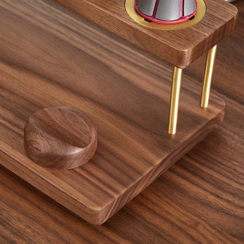 Countertop Organizer For Dyson Airwrap In Black Walnut With Brass Accents
