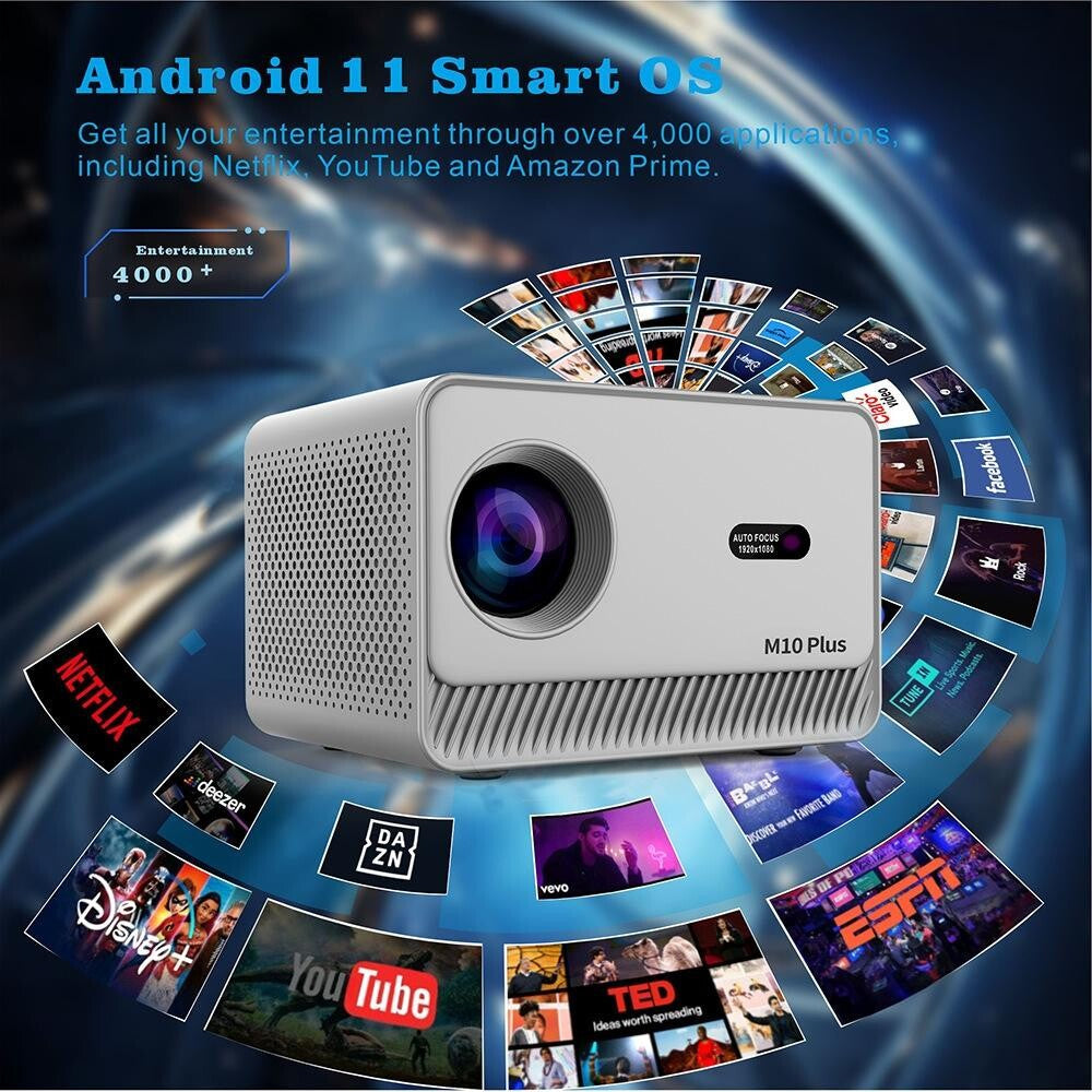 Android 11 Projector With Wifi Bluetooth Hd Resolution For Home Cinema