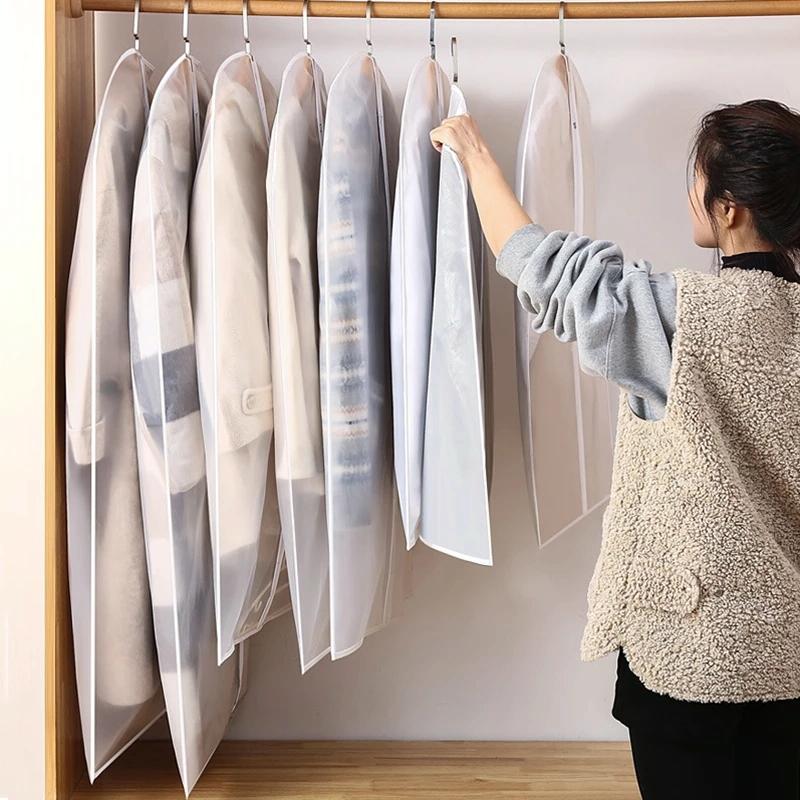 Transparent Hanging Garment Storage Bags With Zipper For Clothing Protection
