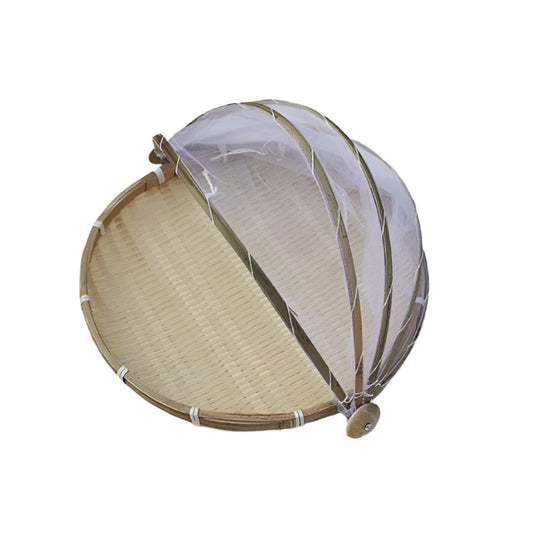 42Cm Round Bamboo Woven Dustpan Basket Household Storage