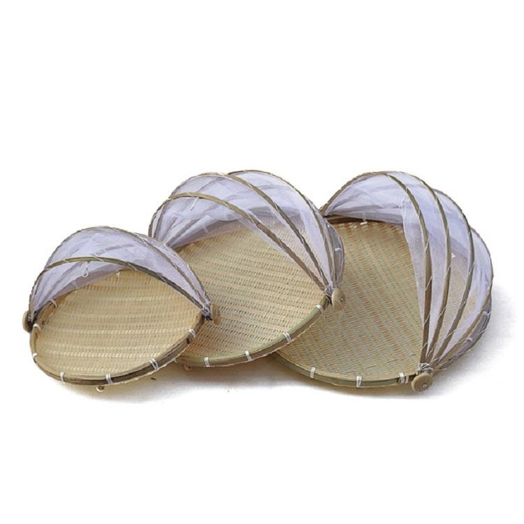 42Cm Round Bamboo Woven Dustpan Basket Household Storage