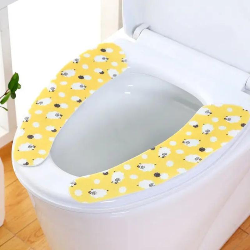 Toilet Seat Cover Yellow Lamb Pattern Washable Mat Bathroom Pad Cushion Accessories