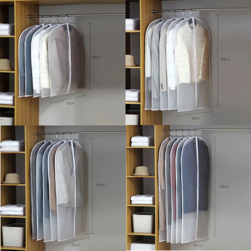 Transparent Hanging Dust Cover For Clothes Zippered Wedding Dress & Suit Storage Bag