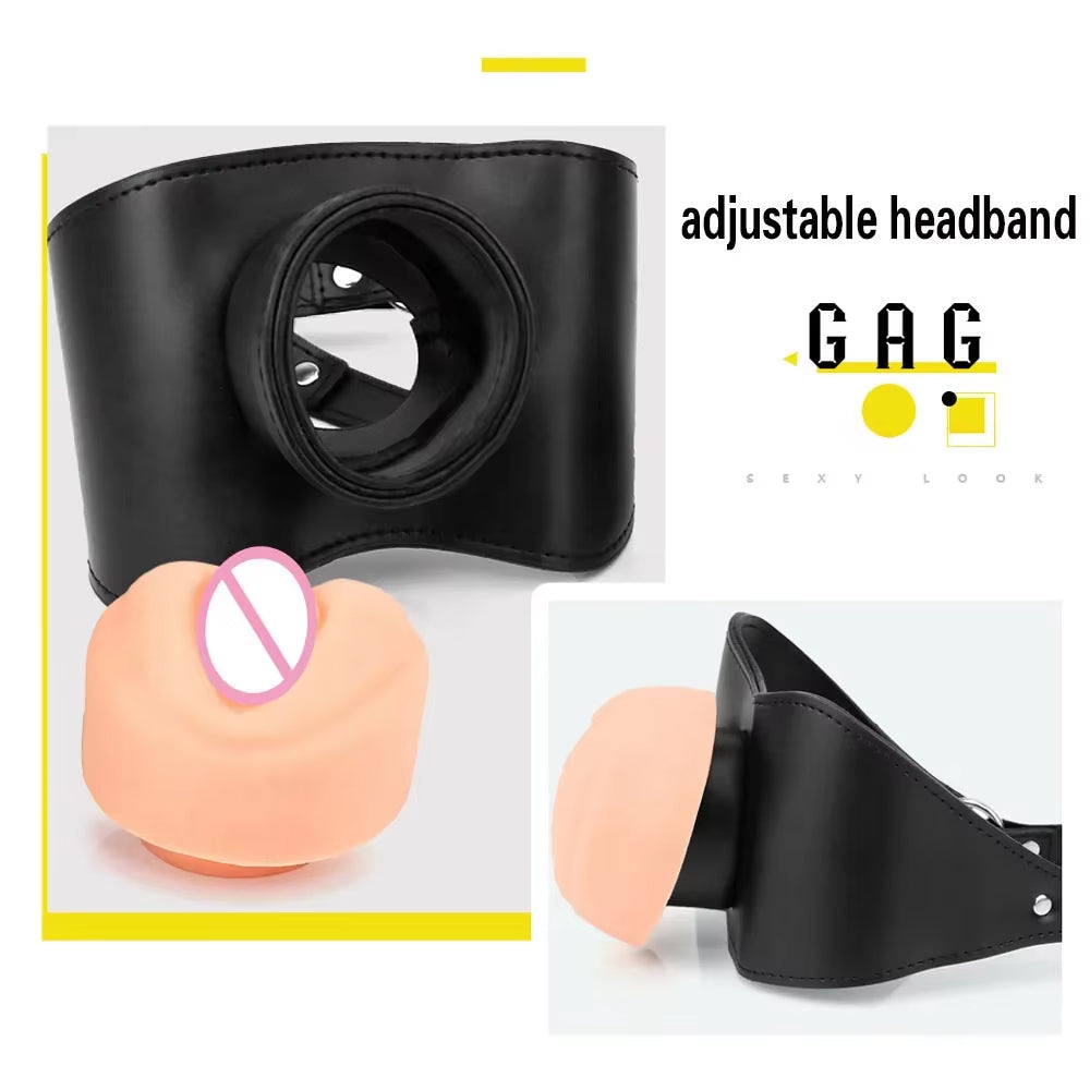 Bondage Belt Latex Mouth Gag Plug Oral Restraint Realistic Dildo Flexible Sizes Bdsm Adult Sex Flirt Love Slave Balls To