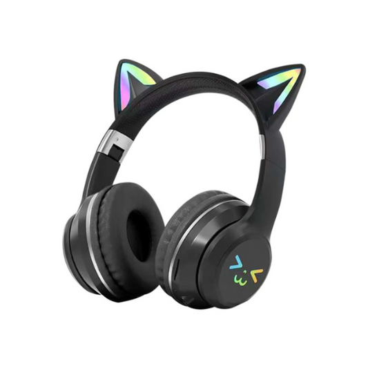 Black Bluetooth Cat Ear Wireless Foldable Headset For Mobile Accessories