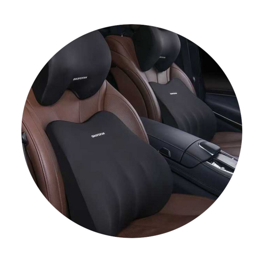 Black Memory Foam Car Seat Neck And Lumbar Support Set Aaa Ergonomic Cushion For Office Home Driving