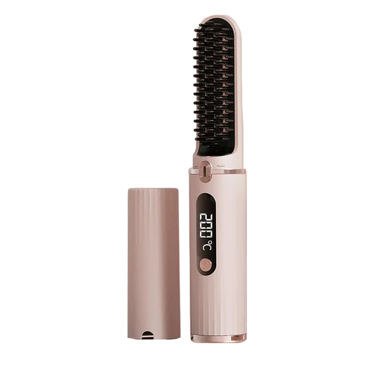 Elosung Cordless Hair Straightener Brush With Adjustable Temperature Pink
