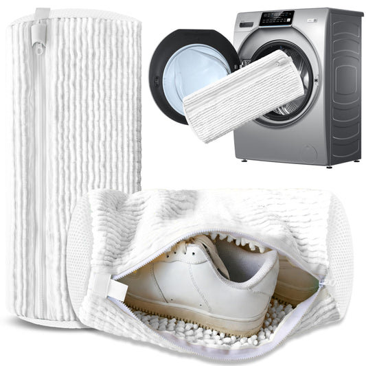 2-Pack Reusable Shoe Washing Machine Bag White Protective Laundry For All Shoes Anti-Deformation & Deep Clean With Zippe