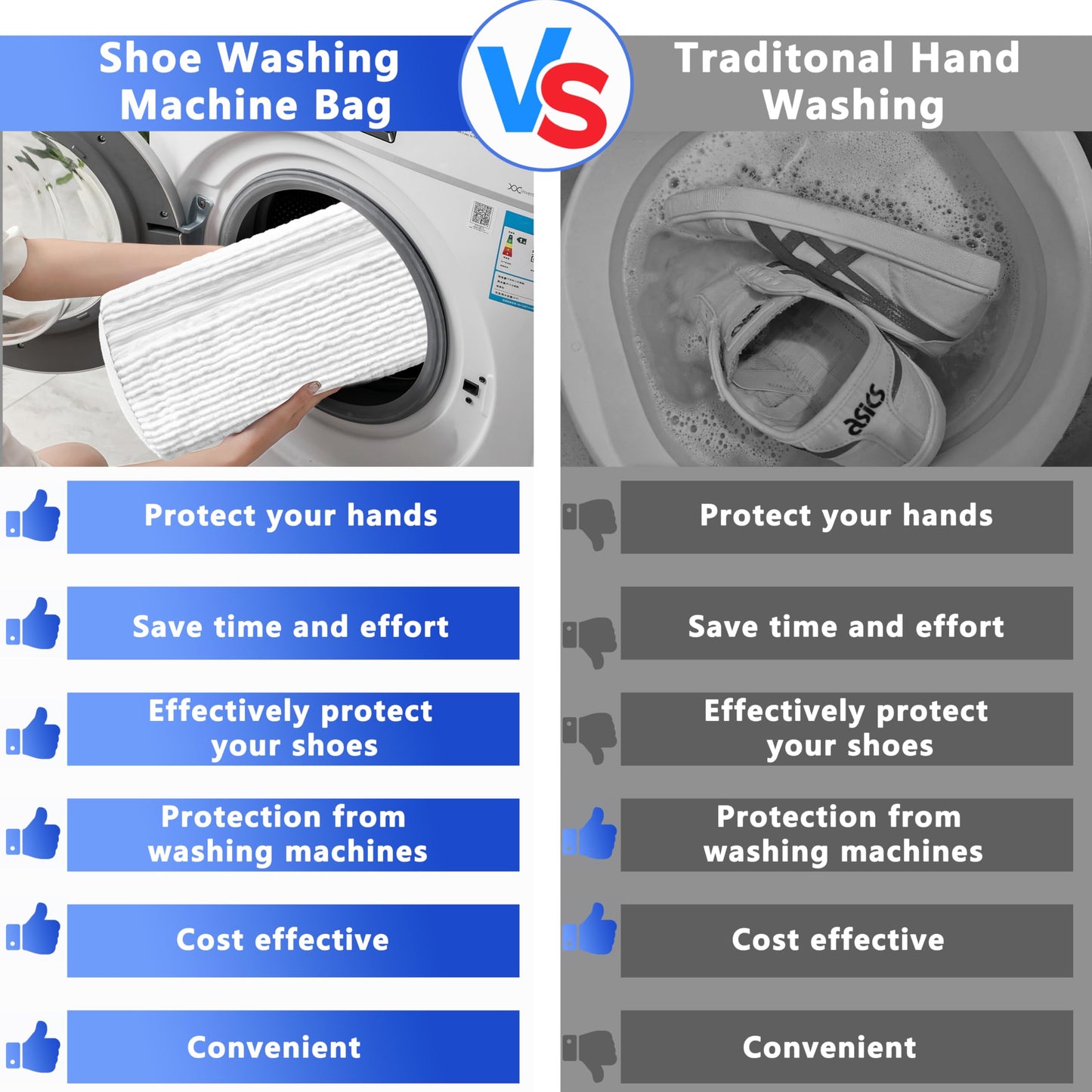2-Pack Reusable Shoe Washing Machine Bag White Protective Laundry For All Shoes Anti-Deformation & Deep Clean With Zippe