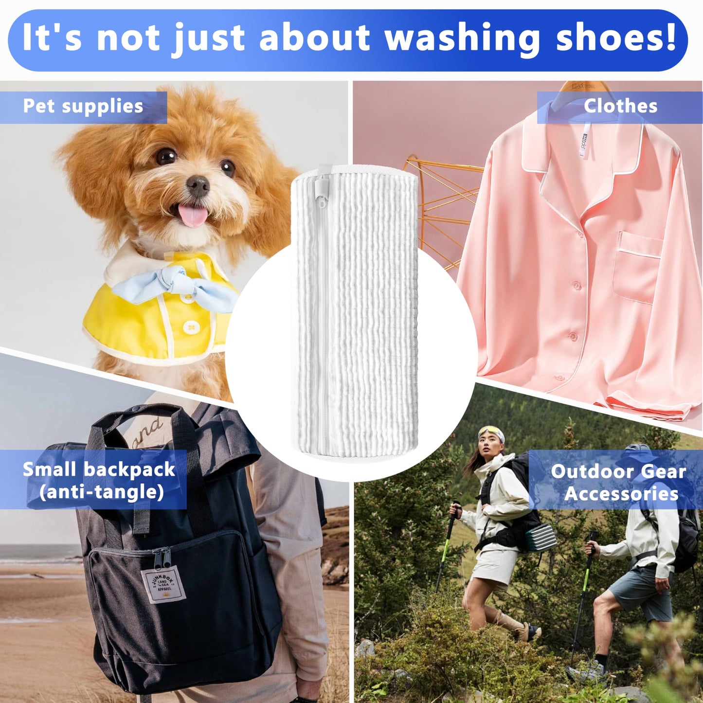 2-Pack Reusable Shoe Washing Machine Bag White Protective Laundry For All Shoes Anti-Deformation & Deep Clean With Zippe
