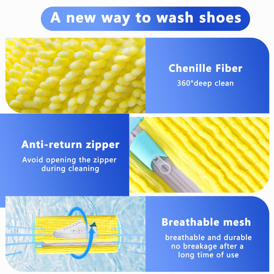 2-Pack Reusable Shoe Washing Machine Bag White Protective Laundry For All Shoes Anti-Deformation & Deep Clean With Zippe