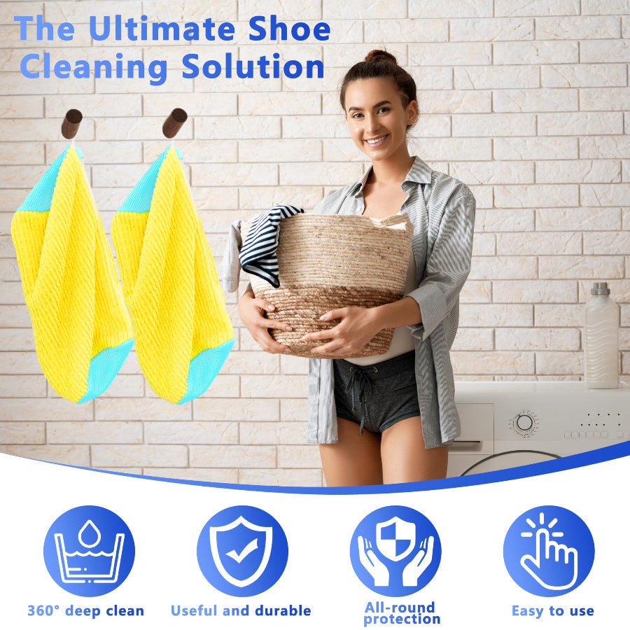 2-Pack Reusable Shoe Washing Machine Bag White Protective Laundry For All Shoes Anti-Deformation & Deep Clean With Zippe