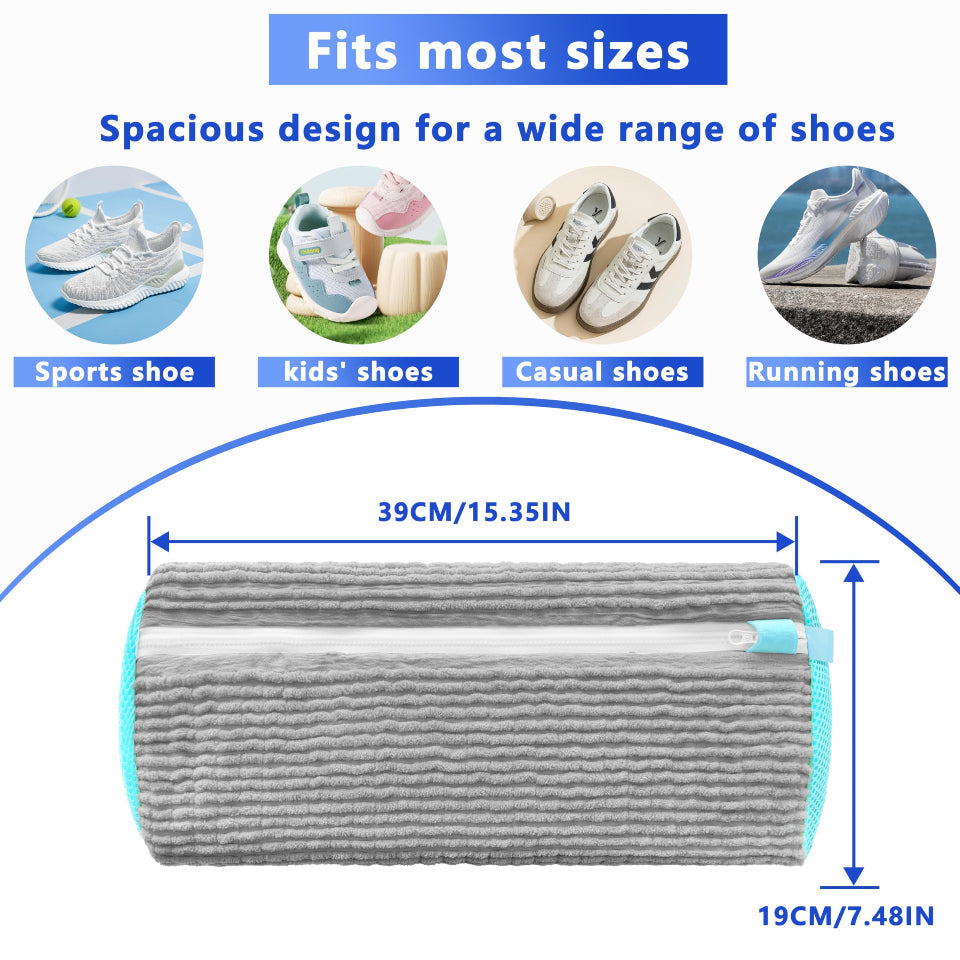 2-Pack Reusable Shoe Washing Machine Bag White Protective Laundry For All Shoes Anti-Deformation & Deep Clean With Zippe
