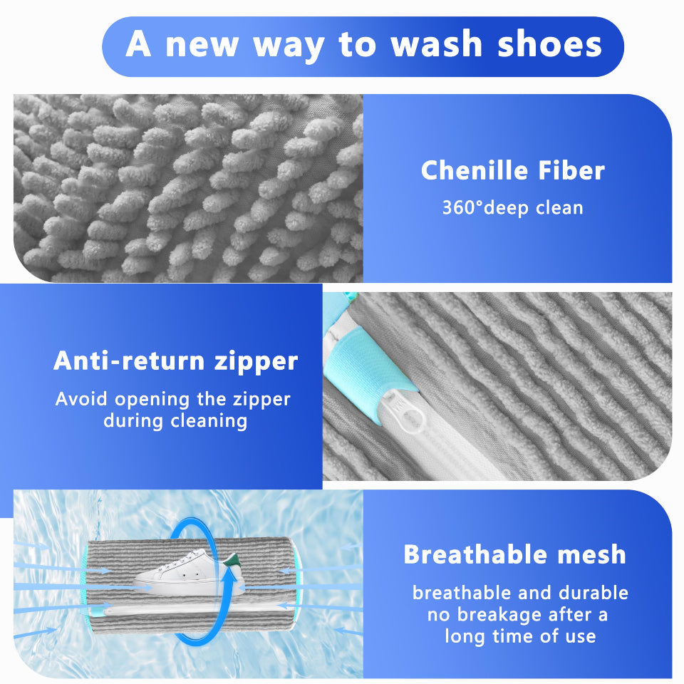 2-Pack Reusable Shoe Washing Machine Bag White Protective Laundry For All Shoes Anti-Deformation & Deep Clean With Zippe