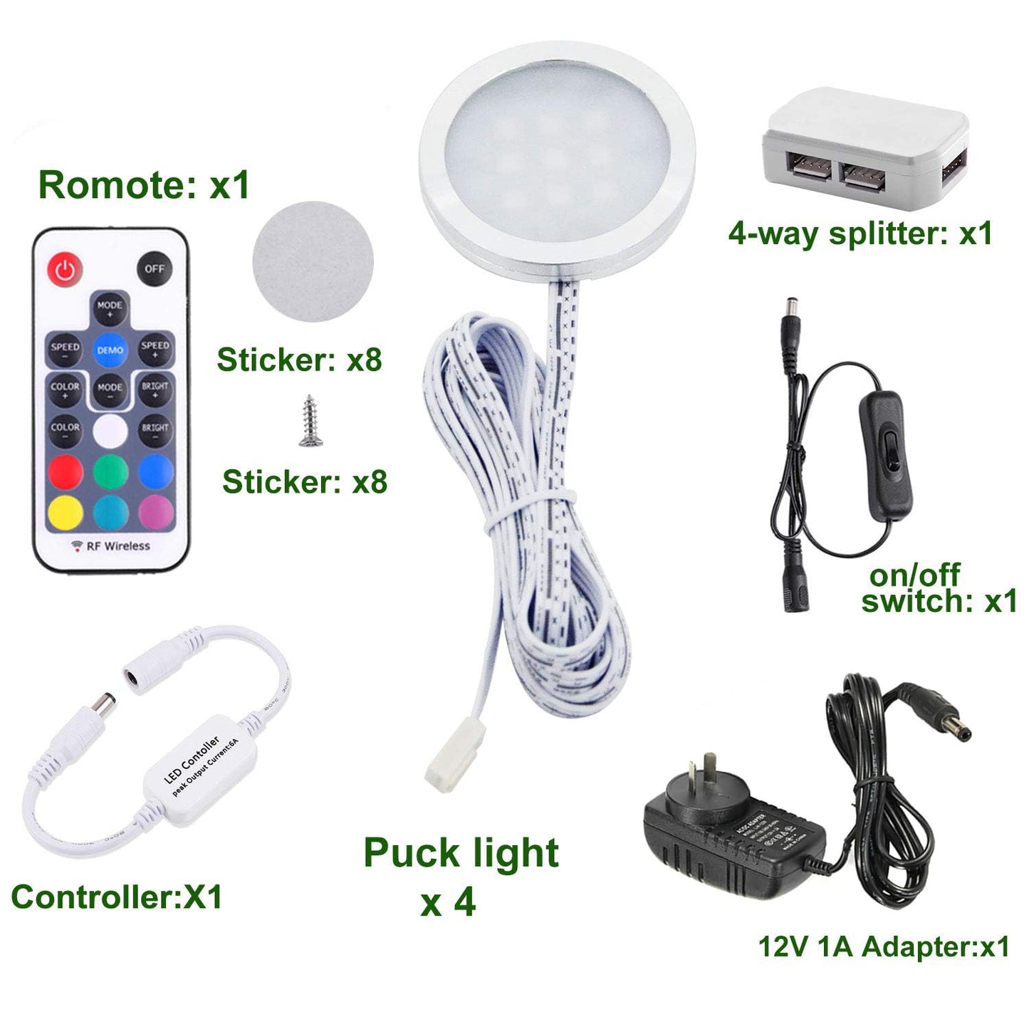 Rgb Color Changing Led Under Cabinet Lighting Kit 4 Packs