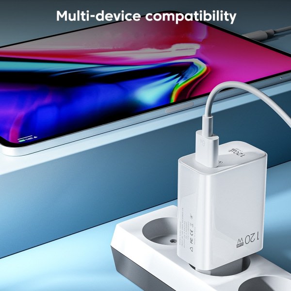 120W Usb C Fast Charger Huawei Samsung Xiaomi Compatible With Qc3.0 Type Cable 10A Eu White