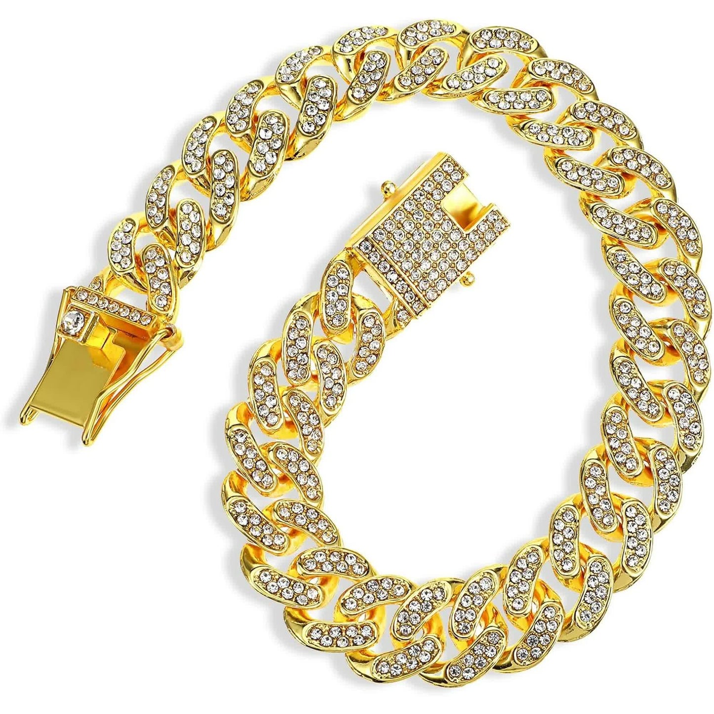 Chain Collar For Dog Diamond Cuban Link 13Mm Wide Pet Style Metal Cat Crystal Jewelry Accessories Small Medium Large Dog