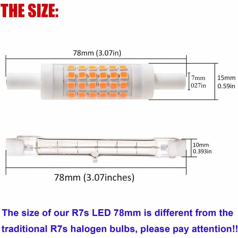 R7s Led 78Mm Dimmable Warm White 2700K 5W J78 Lamp 450Lm Replaces 50W Halogen Illuminant 230V 83 Ra Pack Of