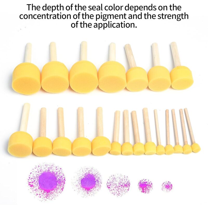 25 Pieces Foam Paint Brushes Sponge With Wooden Handle For Painting Art Craft Pottery Graffiti Sizes