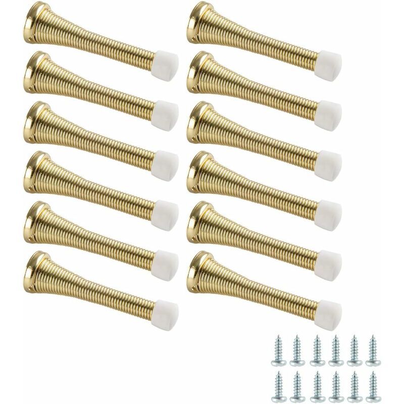 12 Pack Spring Door Stops Polished Brass