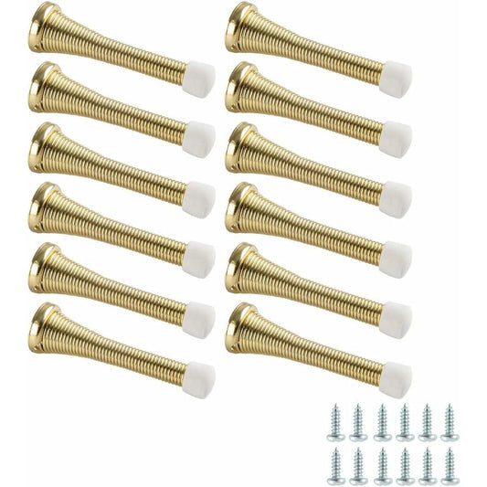 12 Pack Spring Door Stops Polished Brass