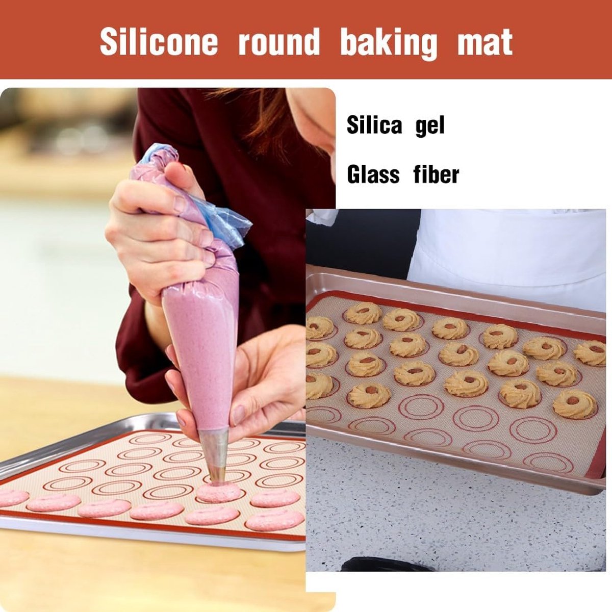 2 Pieces Silicone Macaron Baking Mat 42 X 29.5 Cm Non Stick Slip Washable Reusable For Making Gingerbread / Cake Bread T