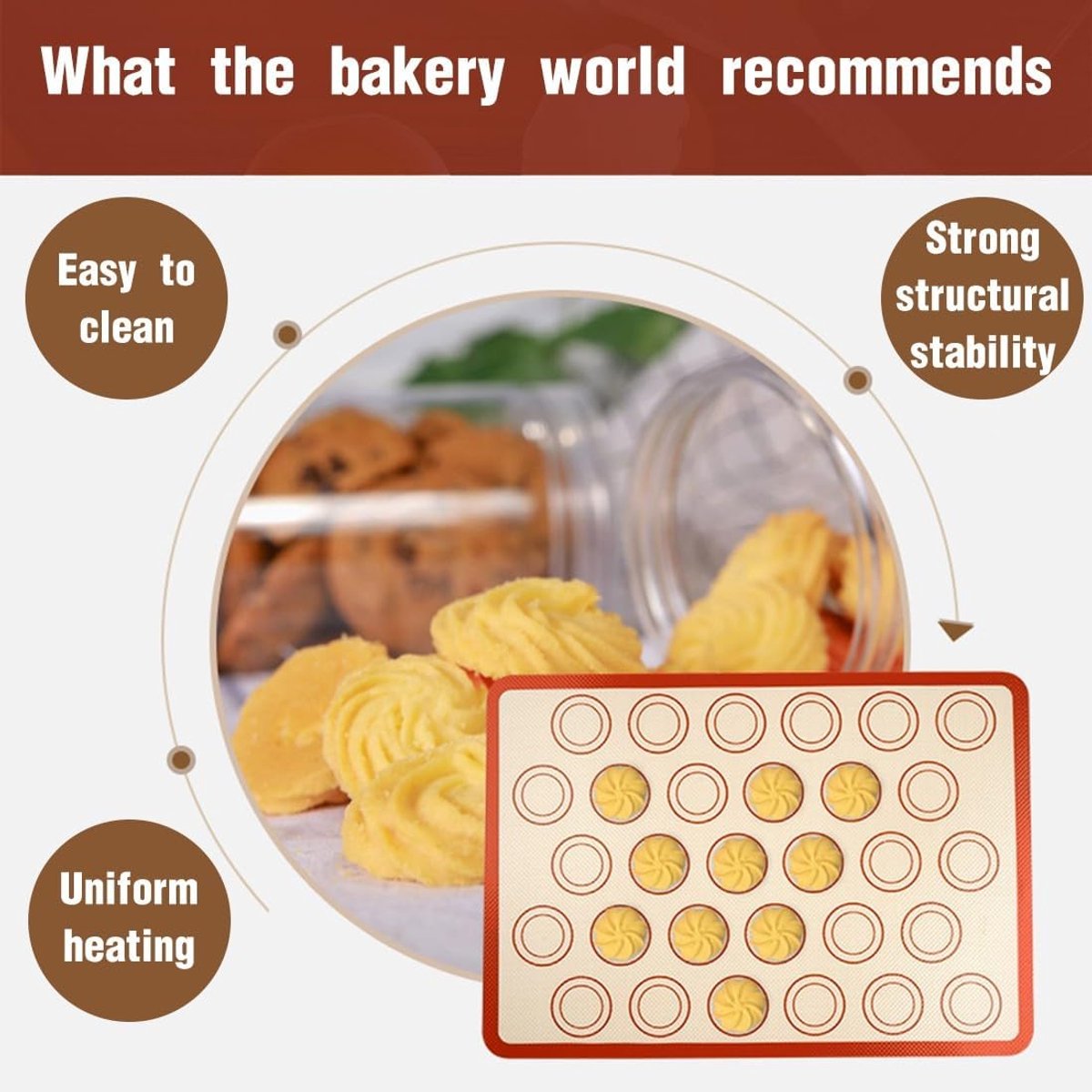 2 Pieces Silicone Macaron Baking Mat 42 X 29.5 Cm Non Stick Slip Washable Reusable For Making Gingerbread / Cake Bread T