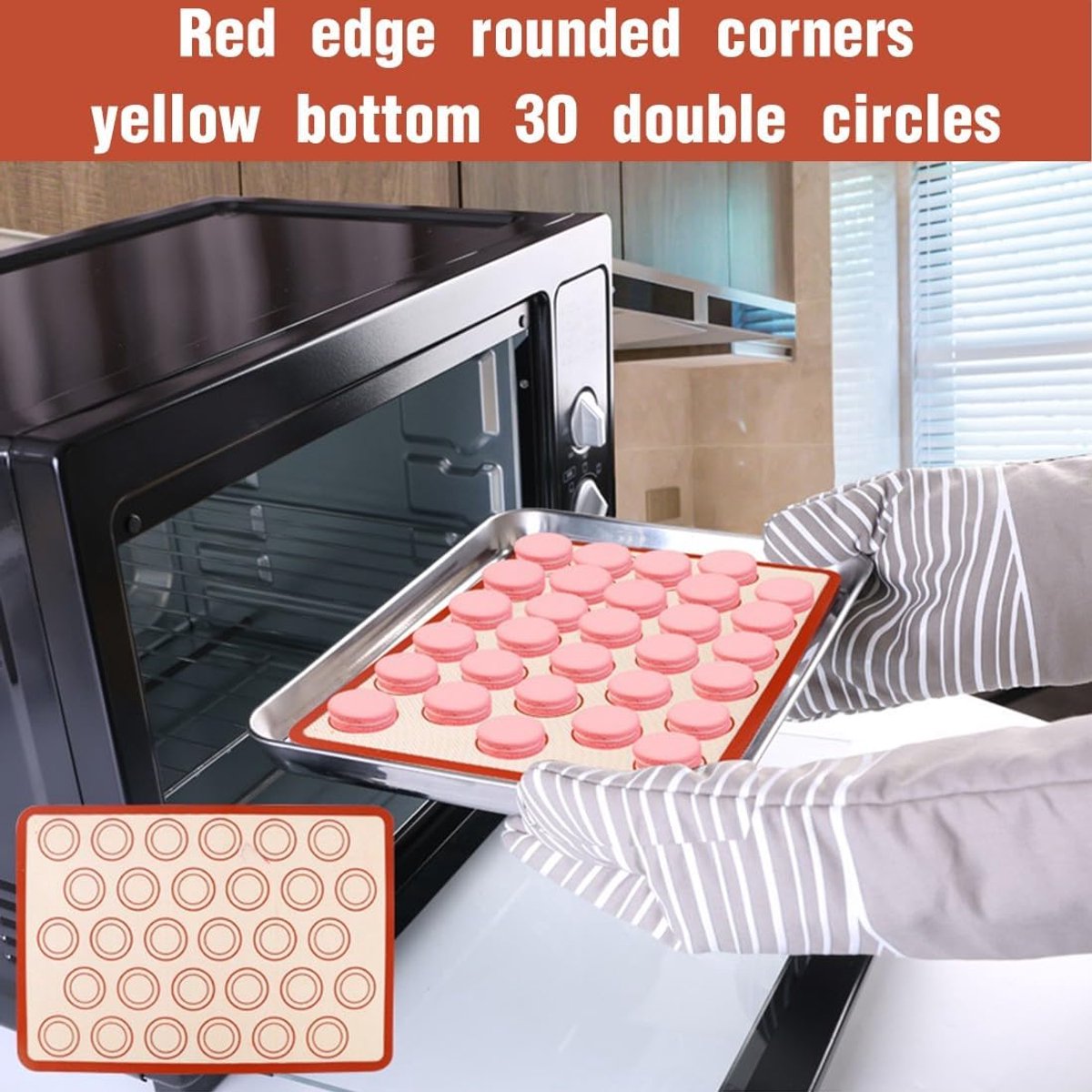 2 Pieces Silicone Macaron Baking Mat 42 X 29.5 Cm Non Stick Slip Washable Reusable For Making Gingerbread / Cake Bread T