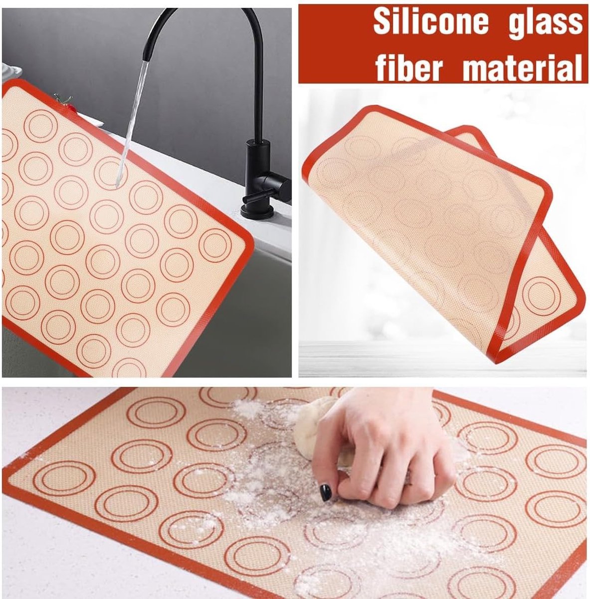 2 Pieces Silicone Macaron Baking Mat 42 X 29.5 Cm Non Stick Slip Washable Reusable For Making Gingerbread / Cake Bread T