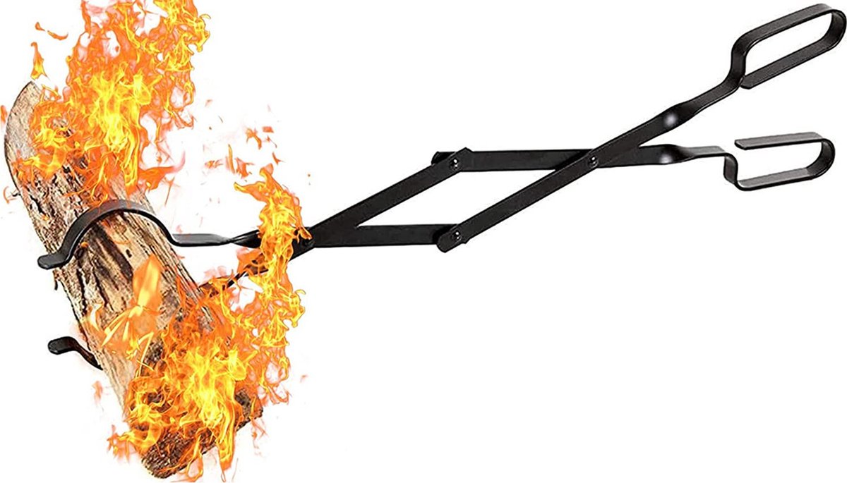 Fire Pit Tongs - Fireplace Accessories Fireplaces Tool For Outdoor Indoor Camping Wood Stoves Pits Black Steel 26 Inch
